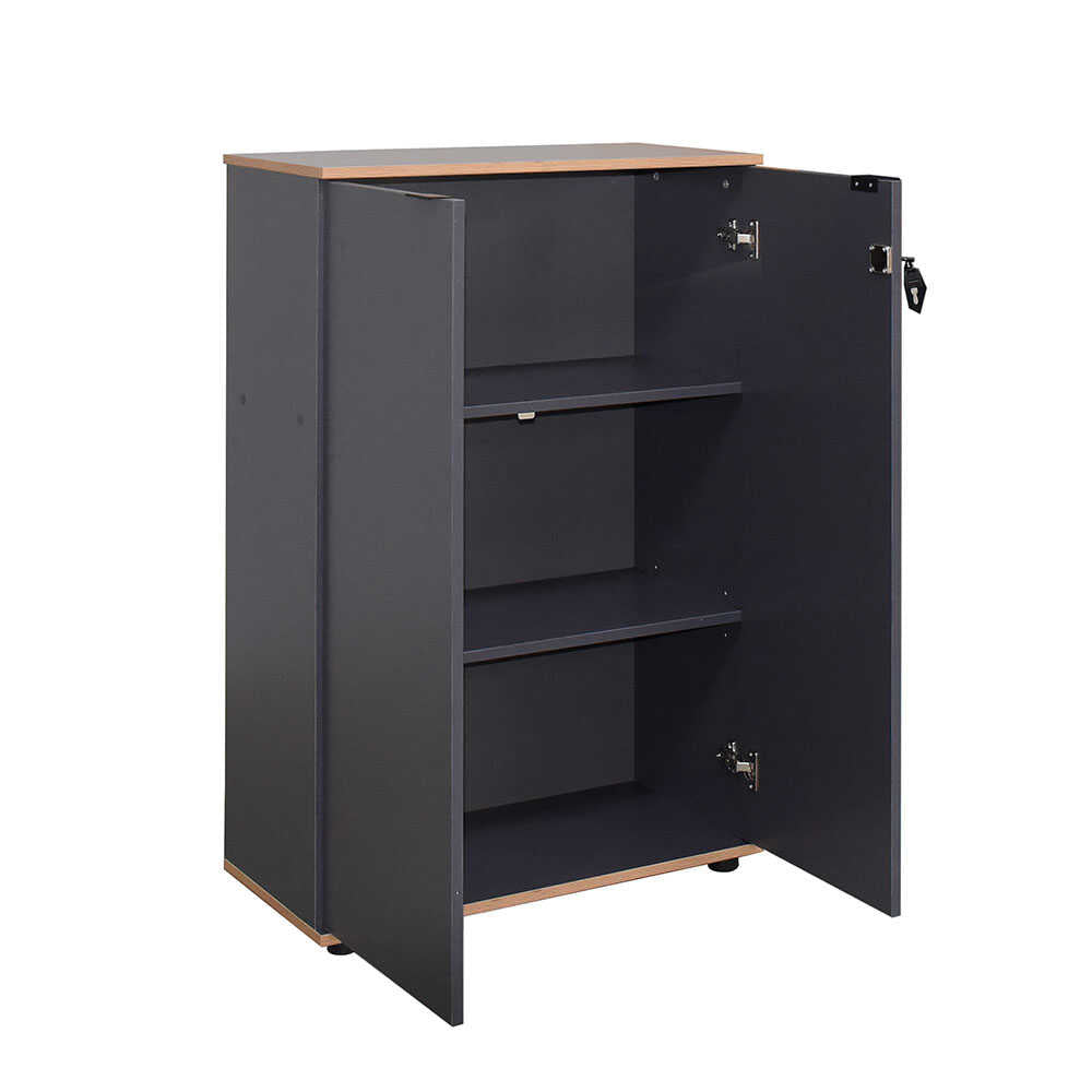 Bibliotecă RKT-332-DD-1 Home Collection® Rio cu 2 Uși, Cheie și 3 Rafturi, 72x109x34 cm - Antracit | SKU: RKT-332-AX-1