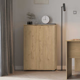 Bibliotecă RKT-332-DD-1 Home Collection® Rio cu 2 Uși, Cheie și 3 Rafturi, 72x109x34 cm - Stejar | SKU: RKT-332-FF-1