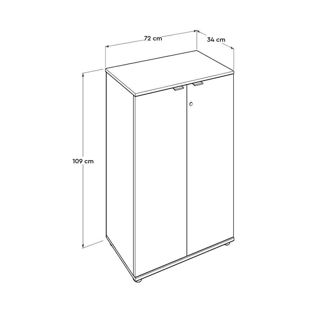 Bibliotecă RKT-332-DD-1 Home Collection® Rio cu 2 Uși, Cheie și 3 Rafturi, 72x109x34 cm - Stejar | SKU: RKT-332-FF-1