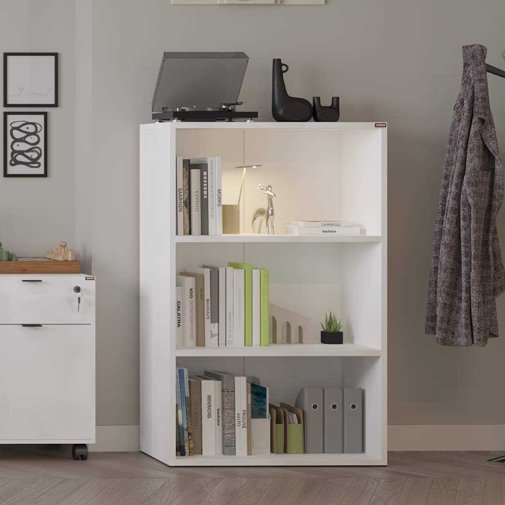 Biblioteca RKT-330-DD-1 Home Collection® Rio Mini, 3 rafturi, Alb - Nuc - Antracit, 72x109x34 cm - Alb | SKU: RKT-330-DD-1, RKT-330-OO-1, RKT-330-AX-1