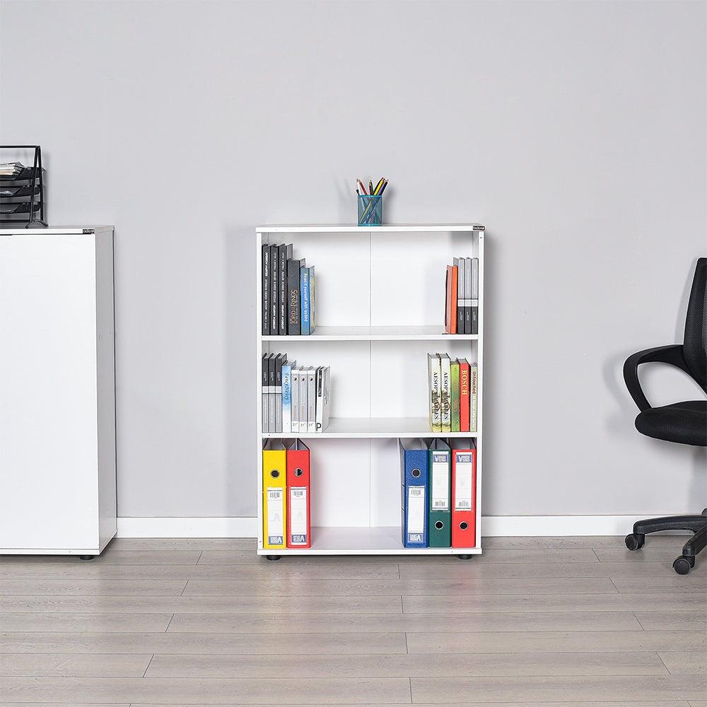Biblioteca RKT-330-DD-1 Home Collection® Rio Mini, 3 rafturi, Alb - Nuc - Antracit, 72x109x34 cm - Alb | SKU: RKT-330-DD-1, RKT-330-OO-1, RKT-330-AX-1