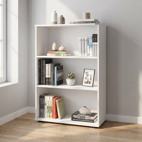 Biblioteca RKT-330-DD-1 Home Collection® Rio Mini, 3 rafturi, Alb - Nuc - Antracit, 72x109x34 cm