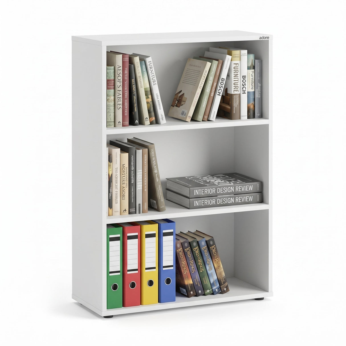Biblioteca RKT-330-DD-1 Home Collection® Rio Mini, 3 rafturi, Alb - Nuc - Antracit, 72x109x34 cm - Alb | SKU: RKT-330-DD-1, RKT-330-OO-1, RKT-330-AX-1