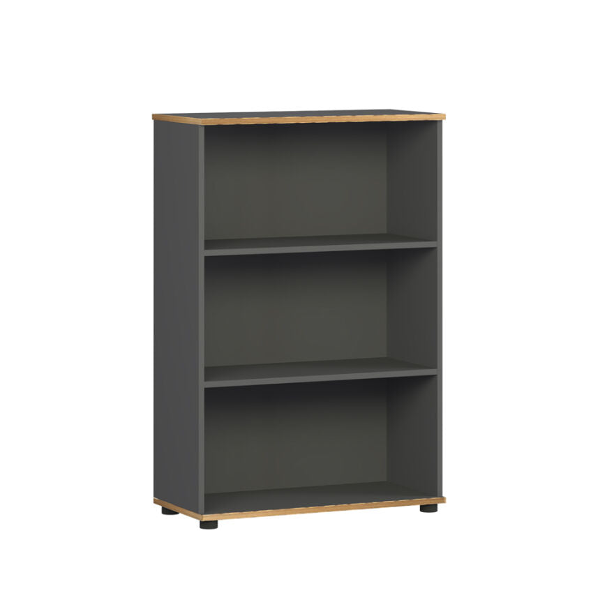 Biblioteca RKT-330-DD-1 Home Collection® Rio Mini, 3 rafturi, Alb - Nuc - Antracit, 72x109x34 cm - Antracit | SKU: RKT-330-AX-1