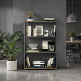 Biblioteca RKT-330-DD-1 Home Collection® Rio Mini, 3 rafturi, Alb - Nuc - Antracit, 72x109x34 cm - Antracit | SKU: RKT-330-AX-1