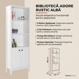 Biblioteca KTP-995-BB-1 Home Collection® Rustic cu 5 rafturi si usi, Alb, 66x196x32 cm