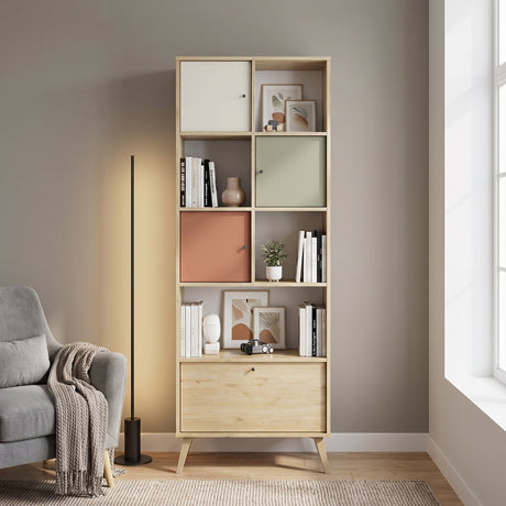 Biblioteca TKT-940-FX-1 Home Collection® Tiffany, 4 usi si 4 rafturi, Multicolor, 67x181x30 cm