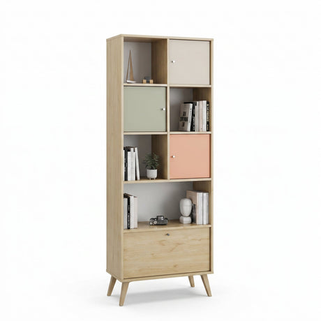 Biblioteca TKT-940-FX-1 Home Collection® Tiffany, 4 usi si 4 rafturi, Multicolor, 67x181x30 cm