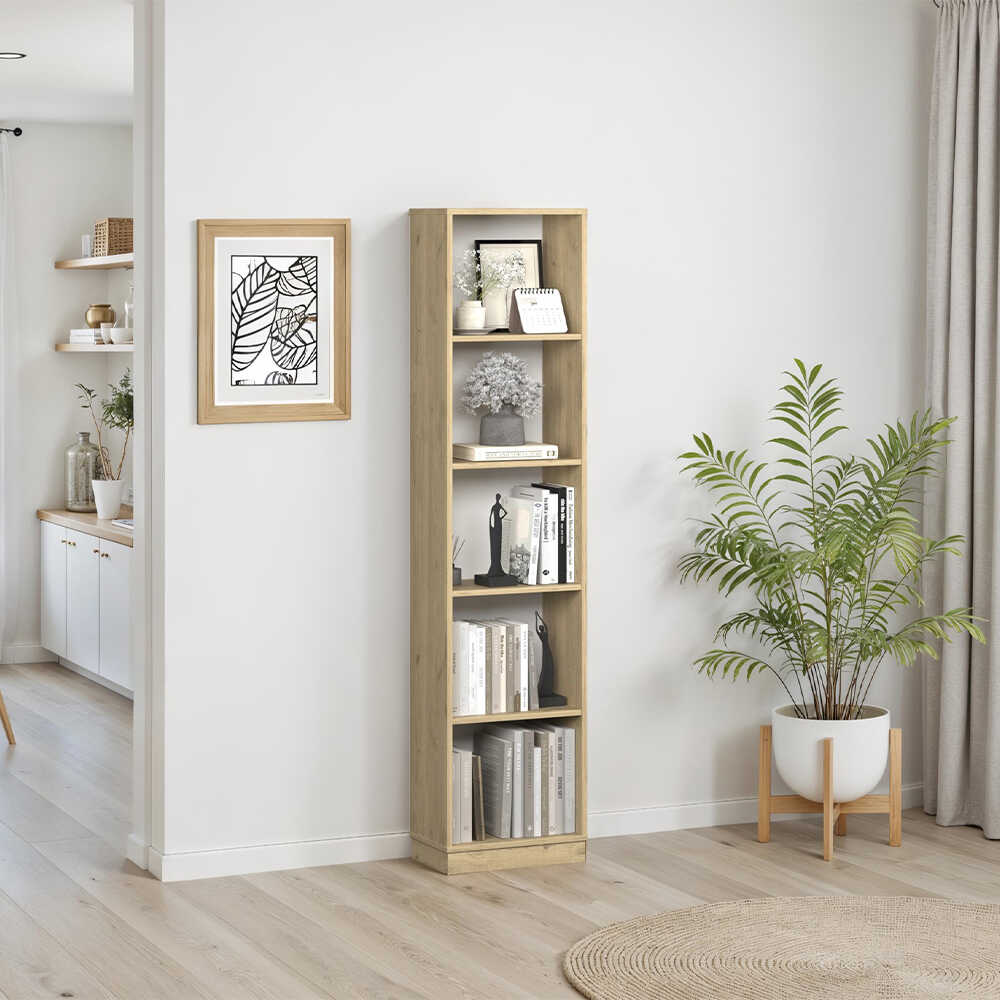 Biblioteca KTP-325-BB-1 Home Collection® Vargas, 5 Rafturi, Alb, 43x182x26 cm - Natural | SKU: KTP-325-FF-1