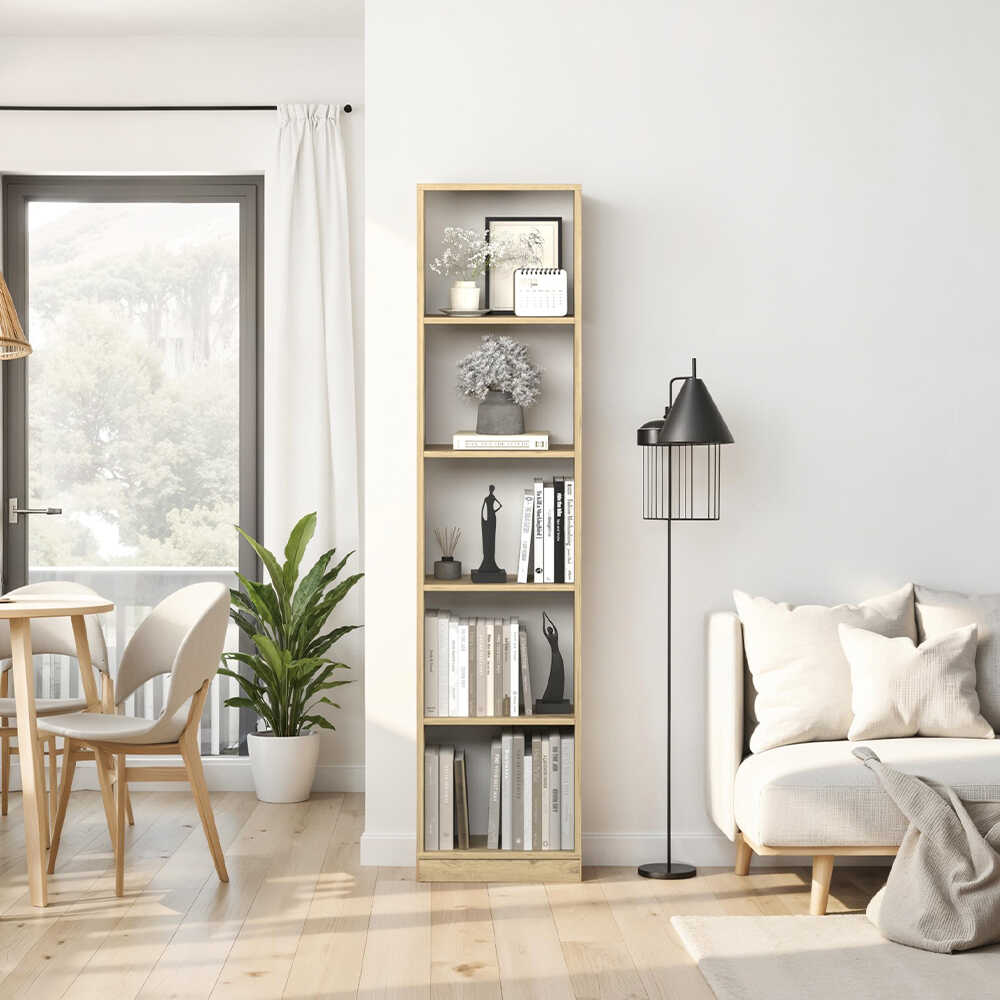 Biblioteca KTP-325-BB-1 Home Collection® Vargas, 5 Rafturi, Alb, 43x182x26 cm - Natural | SKU: KTP-325-FF-1