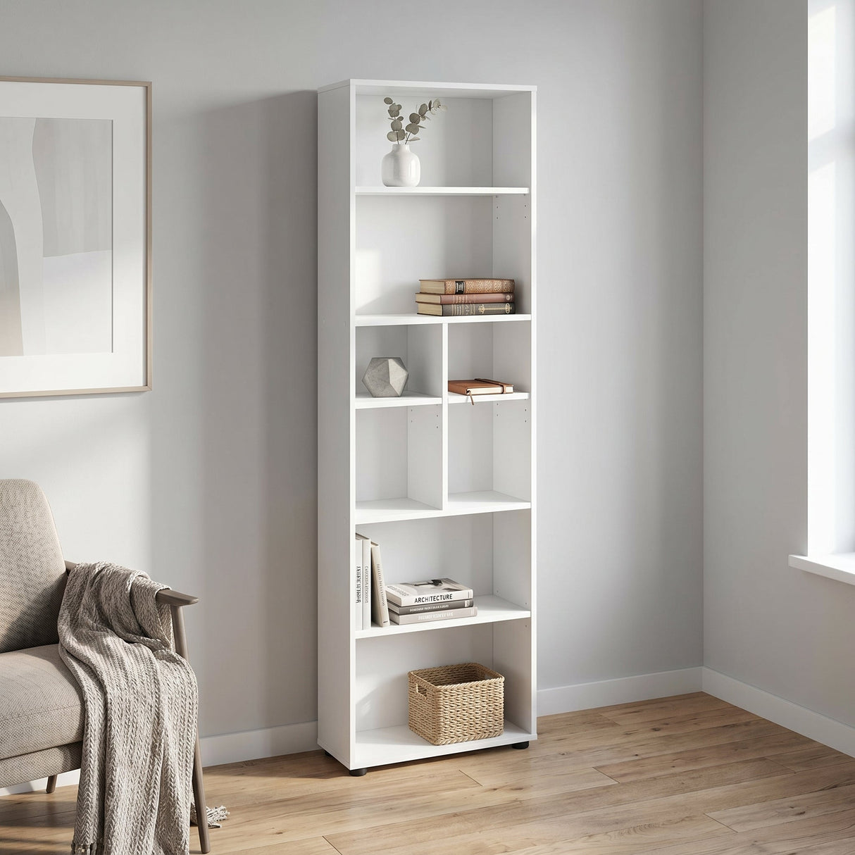 Biblioteca KTP-168-BB-1 Home Collection® White, 8 rafturi, Alb, 55x187x23 cm