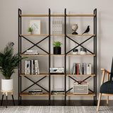 Biblioteca Advantex 5 rafturi Lung cadru metal, Stejar, 144x175x30 cm