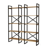 Biblioteca Advantex 5 rafturi Lung cadru metal, Stejar, 144x175x30 cm