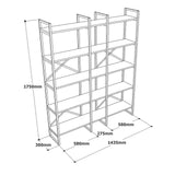 Biblioteca Advantex 5 rafturi Lung cadru metal, Stejar, 144x175x30 cm