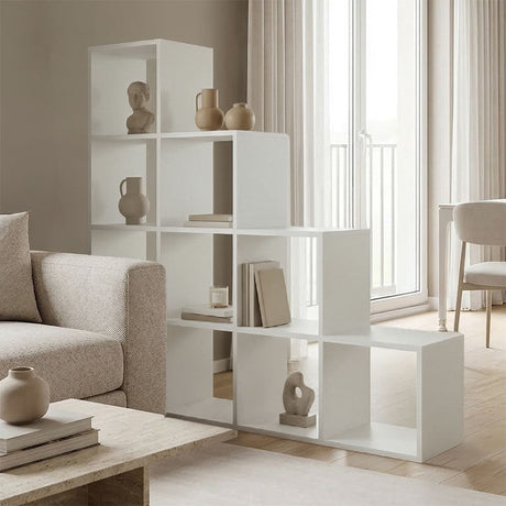 Bibliotecă Funcțională Scala, Modernă, Material Lemn, Alb - Antracit, 130x29x130 cm