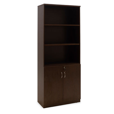 Biblioteca Amazon cu usi cu lacat, Stejar - Nuc, 80x40x200 cm