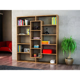 Biblioteca Ample, Alb - Maro, 125x136x22 cm - Maro