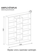Biblioteca Ample, Alb - Maro, 125x136x22 cm - Maro