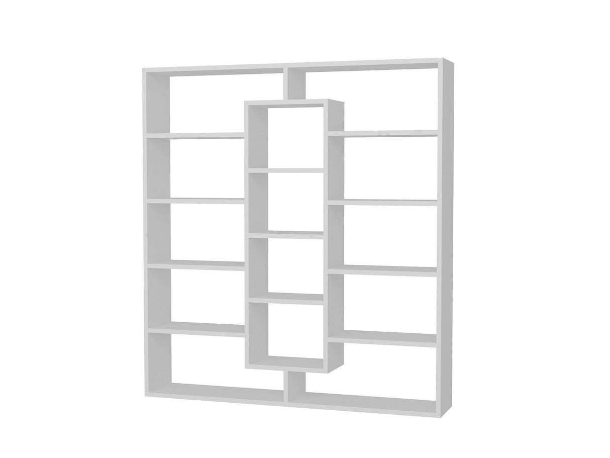 Biblioteca Ample, Alb - Maro, 125x136x22 cm - Alb