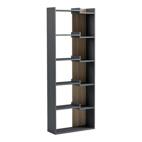 Bibliotecă, antracit-sonoma, 61x22x162 cm