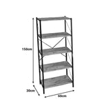 Biblioteca Bimblem, metal, 60x30x150 cm - Marmura Alba-Negru