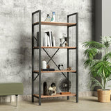 Biblioteca Bookazo, 4 rafturi cadru metal, Negru, 60x34x150 cm