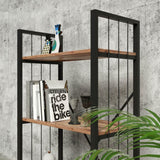 Biblioteca Bookazo, 4 rafturi cadru metal, Negru, 60x34x150 cm