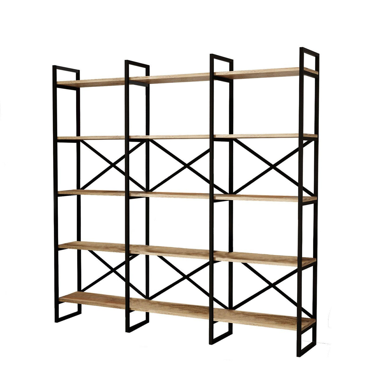 Biblioteca Cello rafturile XL cadru metal, Crem, 170x175x30 cm