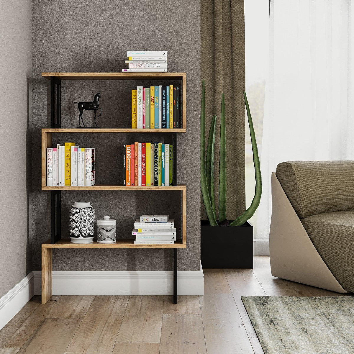 Biblioteca Ceylan Scandinav, Nuc, 80 x 128 x 22 cm