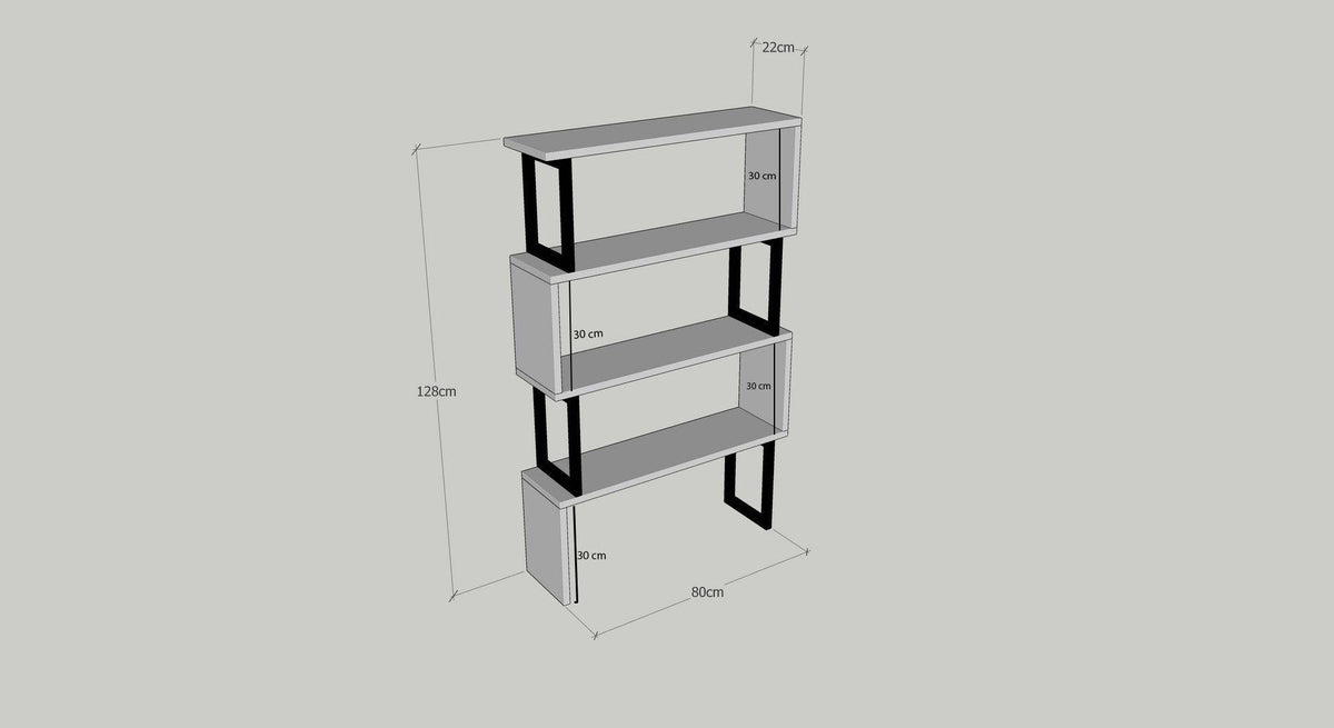 Biblioteca Ceylan Scandinav, Nuc, 80 x 128 x 22 cm