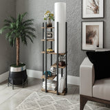 Biblioteca Cu Lampa Lemn Wallar, Negru, 45x160x25 cm