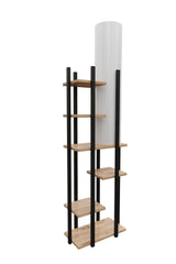Biblioteca Cu Lampa Lemn Wallar, Negru, 45x160x25 cm