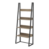 Bibliotecă cu rafturi Alfa, Stil Modern, Metal Negru și Lemn, Sonoma, 75x36x185 cm - SONOMA - BLACK