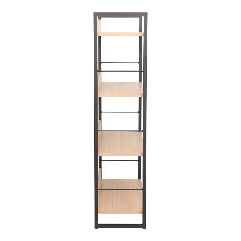 Biblioteca Dorfie, metal si PAL, 70x30x124 cm - Natur-Negru