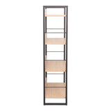 Biblioteca Dorfie, metal si PAL, 70x30x124 cm - Natur-Negru