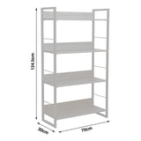 Biblioteca Dorfie, metal si PAL, 70x30x124 cm - Natur-Negru