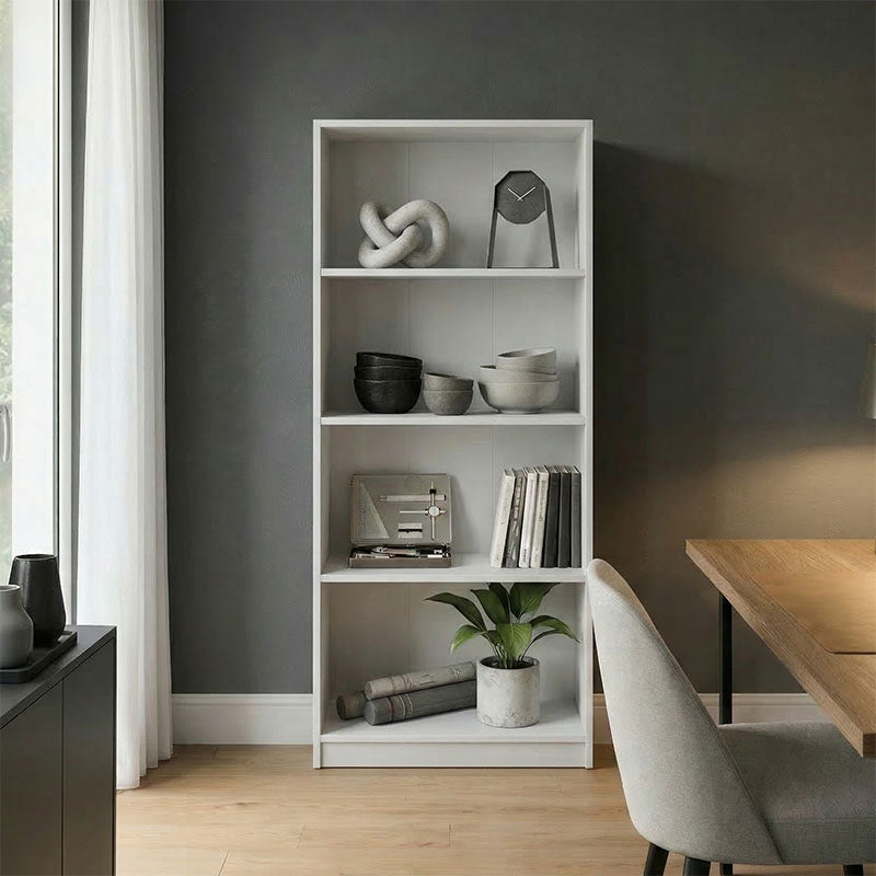Bibliotecă practică Kendy, Modern, Lemn, Alb - Antracit, 60x30x167 cm - Bibliotecă practică Kendy, Modern, Lemn, Alb - Antracit, 60x30x167 cm - 383-000124