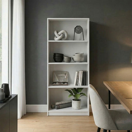 Bibliotecă practică Kendy, Modern, Lemn, Alb - Antracit, 60x30x167 cm