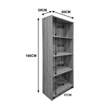 Bibliotecă practică Kendy, Modern, Lemn, Alb - Antracit, 60x30x167 cm - Alb