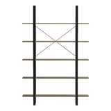 Bibliotecă cu rafturi Loftie, Stil Industrial, Metal Negru și Lemn, Sonoma, 126x28x165 cm