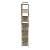 Bibliotecă cu rafturi Loftie, Stil Industrial, Metal Negru și Lemn, Sonoma, 126x28x165 cm