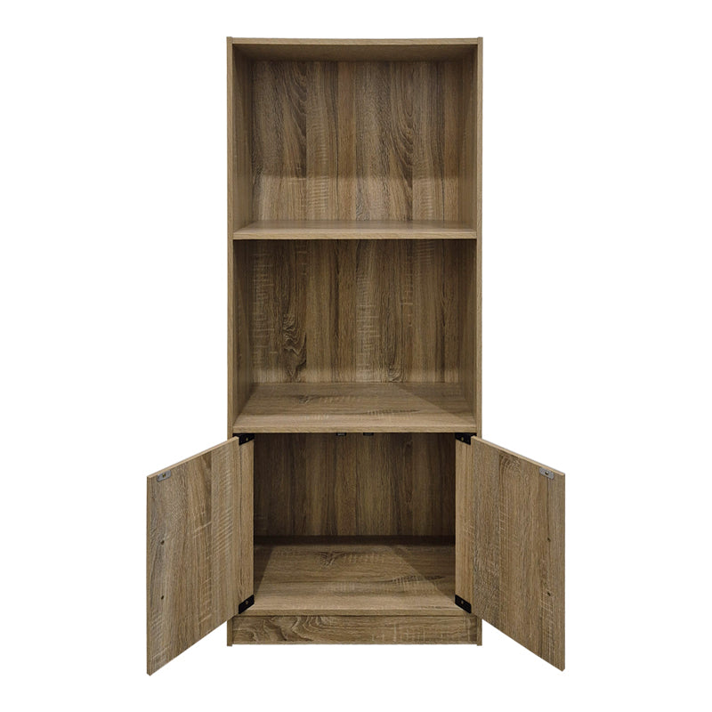 Bibliotecă cu rafturi multiple Tekaro, Modernă, Lemn, Alb - Antracit, 60x30x120 cm - Sonoma