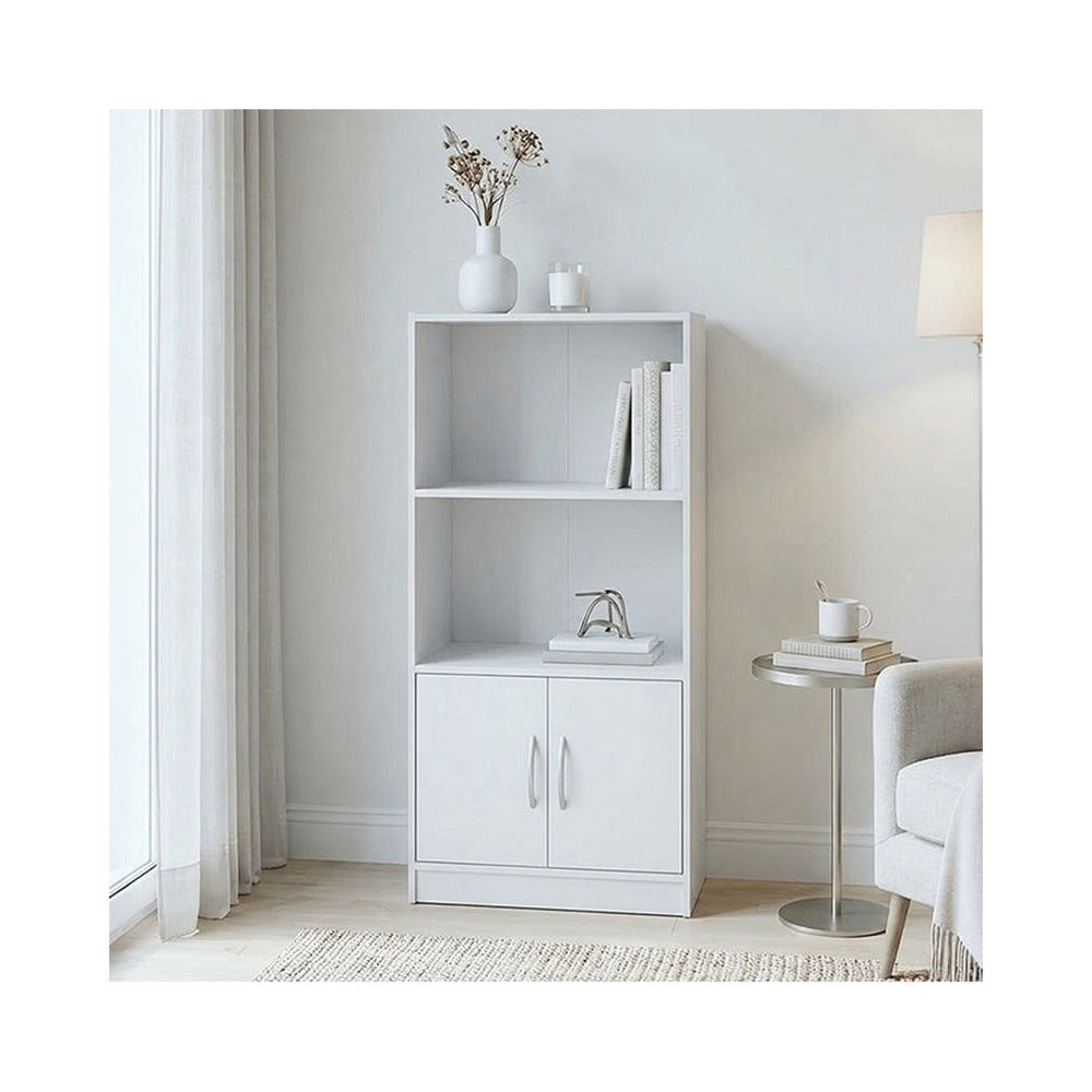 Bibliotecă cu rafturi multiple Tekaro, Modernă, Lemn, Alb - Antracit, 60x30x120 cm - Bibliotecă cu rafturi multiple Tekaro, Modernă, Lemn, Alb - Antracit, 60x30x120 cm - 383-000156