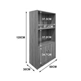 Bibliotecă cu rafturi multiple Tekaro, Modernă, Lemn, Alb - Antracit, 60x30x120 cm - Alb