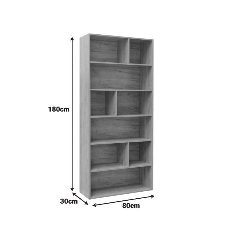 Biblioteca cu sertare Evergin, Stejar, 80x30x180 cm
