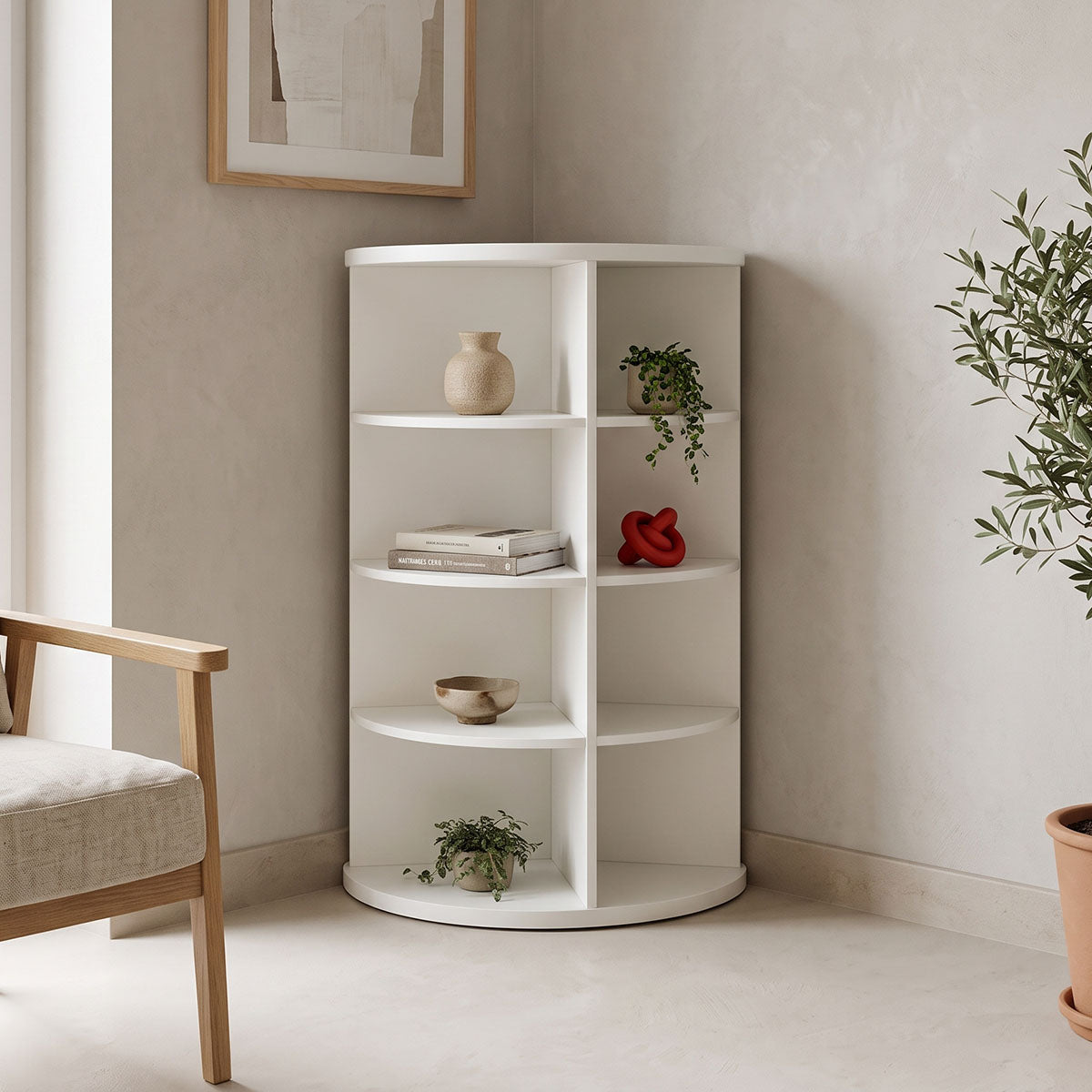 Bibliotecă de colț Benzal, Diverse culori, 80x30x120 cm - Alb | SKU: 431-000010 | Bibliotecă de colț Benzal, 80x30x120 cm, varianta Alb, produs pentru amenajarea locuinței, disponibil online în România la CasaMob