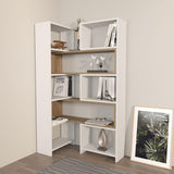 Bibliotecă de Colț Multifuncțională, 163x150x22 cm - Nuc Alb