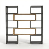 Bibliotecă de Colț Multifuncțională, 163x150x22 cm - Stejar negru