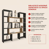Bibliotecă de Colț Multifuncțională, 163x150x22 cm - Stejar negru