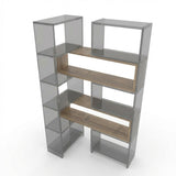 Bibliotecă de Colț Multifuncțională, 163x150x22 cm - Stejar negru